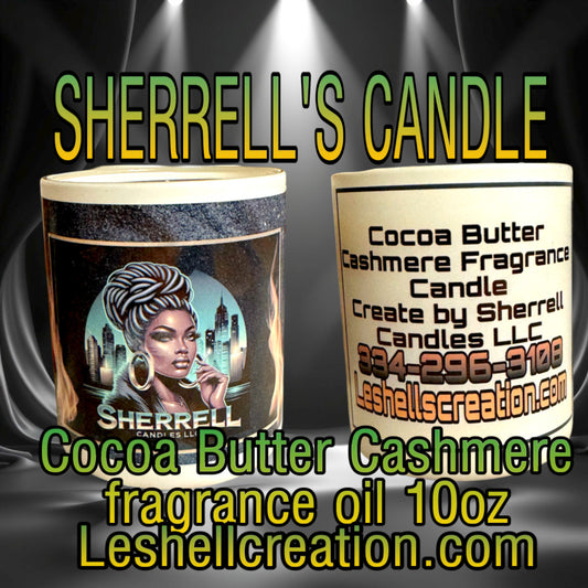 Sherrell Candles Cocoa, butter, cashmere fragrance candle 10oz